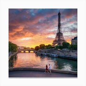 Sunset In Paris Canvas Print