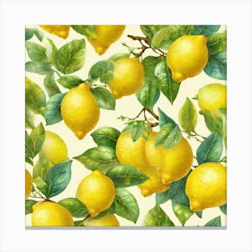 Lemons seamless pattern 1 Canvas Print