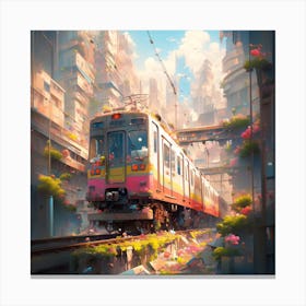 Train In The City Canvas Print