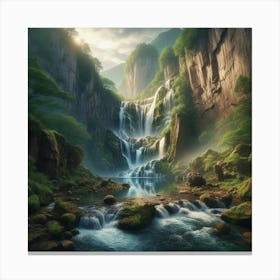 Waterfall In The Mountains 11 Canvas Print