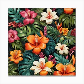 Tropical Forest Flower Craze Art Print 1 Canvas Print