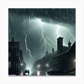 Lightning In The Dark City Canvas Print