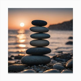 Balancing Stones At Sunset Canvas Print