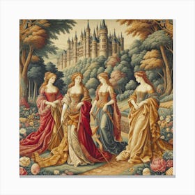 Four Ladies In A Garden Canvas Print