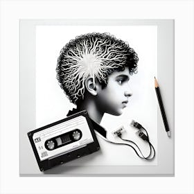 Cassette Tape Drawing Canvas Print