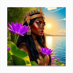 Flux Schnell A Regal Female Figure Adorned With Opulent Golden 1 Canvas Print