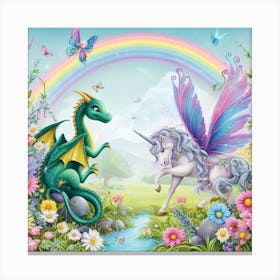 Fairy And Dragon 1 Canvas Print