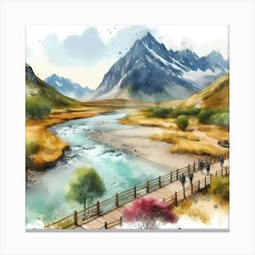 Watercolor Landscape Painting 8 Canvas Print