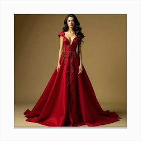 Red Evening Dress 1 Canvas Print