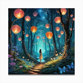 Lanterns In The Forest Canvas Print