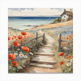 Poppies By The Sea 1 Canvas Print