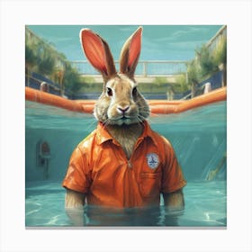 Rabbit In The Pool Canvas Print