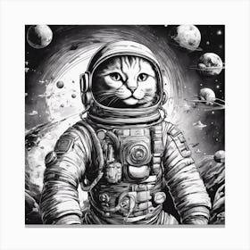 A Cat In Cosmonaut Suit Wandering In Space 2 Canvas Print