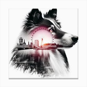 Collie silhouette 8 Canvas Print