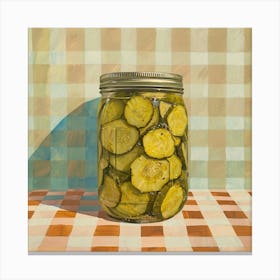Pickles In A Jar Checkerboard Background 4 Canvas Print