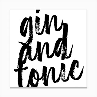 Gin And Tonic Bold Script Square Canvas Print