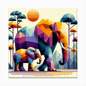 The Understanding Duo Elephants In The Forest Canvas Print