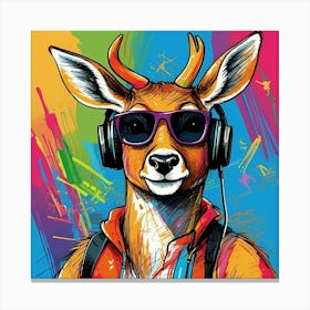 Deer With Headphones 5 Canvas Print