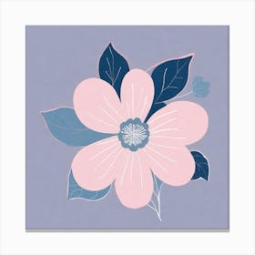 A White And Pink Flower In Minimalist Style Square Composition 281 Canvas Print