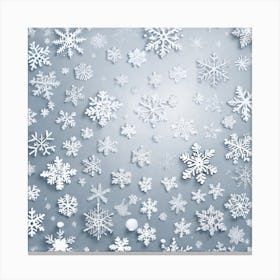 White Snowflakes On A Gray Background Canvas Print