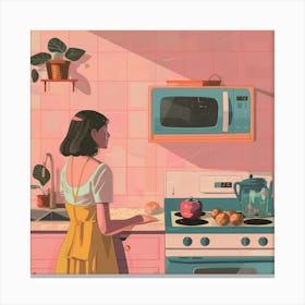 Girl In The Kitchen Canvas Print