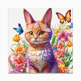 Cat With Butterflies Canvas Print