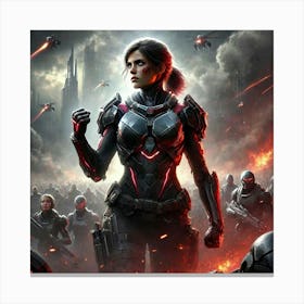 A Powerful Sci Fi Scene Showcasing Zoya Nightshade Indomitable Will Canvas Print