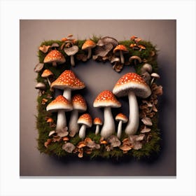 Mushrooms In A Frame 5 Canvas Print
