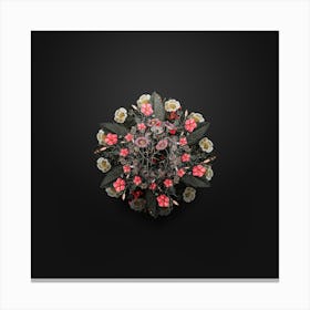 Vintage Hoary Diplopappus Floral Wreath on Wrought Iron Black Canvas Print