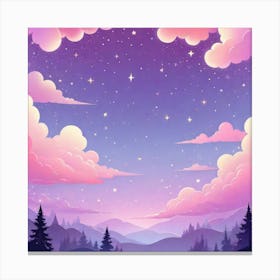 Sky With Twinkling Stars In Pastel Colors Square Composition 11 Canvas Print