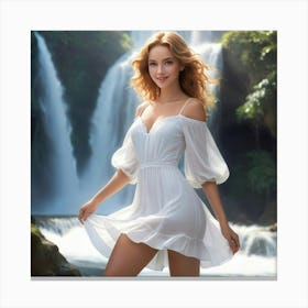 Beautiful Woman In White Dress 8 Canvas Print