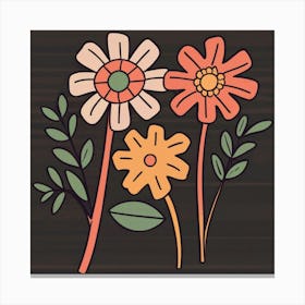 Flowers On A Wooden Background Canvas Print