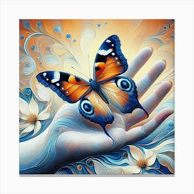 Surreal Butterfly Painting with Hand Canvas Print