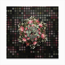 Vintage Pink Clover Flower Wreath on Dot Bokeh Pattern n.0587 Canvas Print