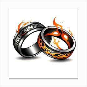 Wedding Rings With Flames Canvas Print