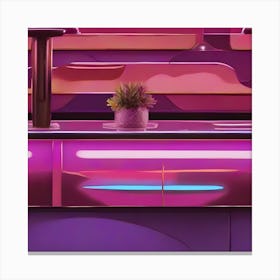 Neon Bar Counter Canvas Print