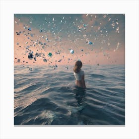 Woman In The Ocean Canvas Print