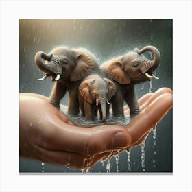 Elephants In The Rain 6 Canvas Print