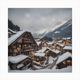 Village In The Snow Canvas Print