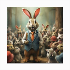 Rabbits In The Woods 4 Canvas Print