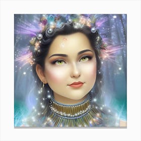 Fairy Girl In The Forest Canvas Print