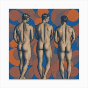 Three sexy Naked Men Canvas Print