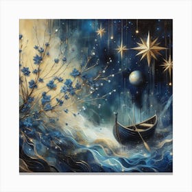 Boat and stars 2 Canvas Print