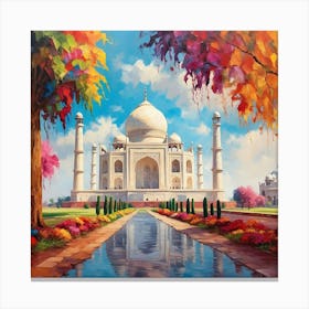 Taj Mahal In Autumn Canvas Print