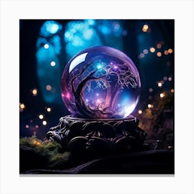 A Captivating Magic Ball Resting In The Embrace Of A Shrouded Dark Fairy Tale Background Emanatin Canvas Print