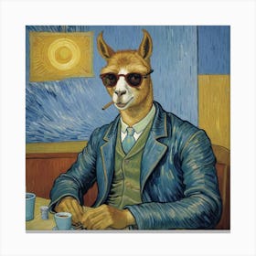 Llama at the Restaurant 1 Canvas Print