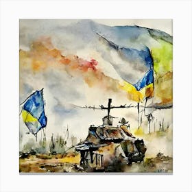 Flags Of Ukraine Canvas Print