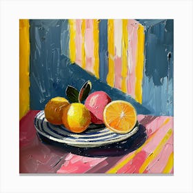 Oranges On A Plate Canvas Print