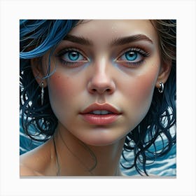 Blue Haired Girl Canvas Print