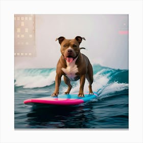 A Mesmerizing And Vibrant Cinematic Photograph Of A Dog Surfing 1 Canvas Print